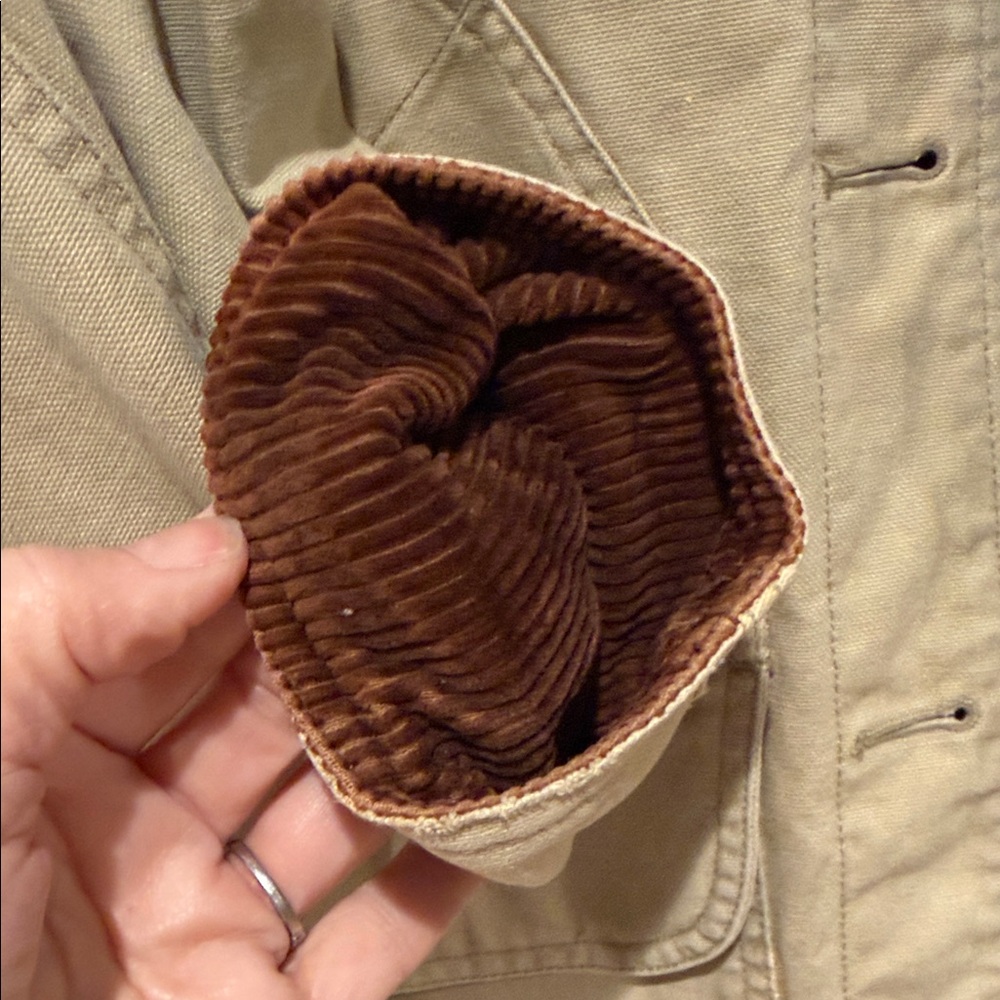 Lands' End Tan Utility Jacket with Brown Corduroy Collar - Picture 9 of 14